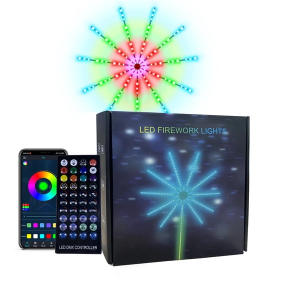 Bandes Lumineuses DEL Feux d'Artifice, Synchronisation Musicale Bluetooth RVB, Commande par Application à Distance à 40 Touches, Déco de Fête Alimentée par USB, Éclairage de Festival pour Vitrine à la Maison Cadeaux de Fête