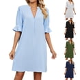 thumbnail image 1 of Gspmoly Robes pour Femmes, Robe Décontractée et Aguichant pour Femmes, Mode d'Été à Col en V, Manches Courtes, Ample, Unie, Robe de Cocktail, Offres des Fêtes, 1 of 7
