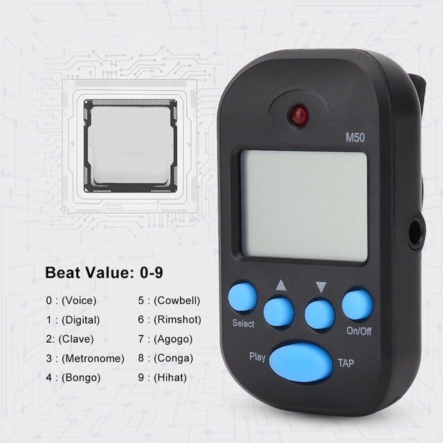 Digital Metronome Beat Tap Metronome M50 Metronome Mini Digital Beat Tap M50 Tempo Metronome Clip Musical Instruments Black