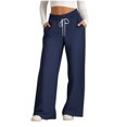 thumbnail image 1 of Pants for Women, Womens Fashionable Striped Printed Drawstring Wide Leg Pants, 1 of 4