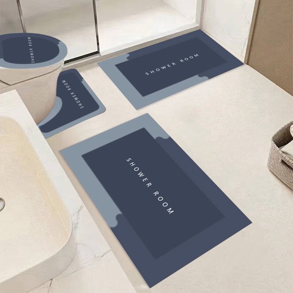 Dvkptbk bathroom rugs 4 Piece Bathroom Toilet Mat Set Super Absorbent Dry Washable Non Slip Backing for Safe and Easy Cleaning Perfects for Any Home Hotel Shower Room