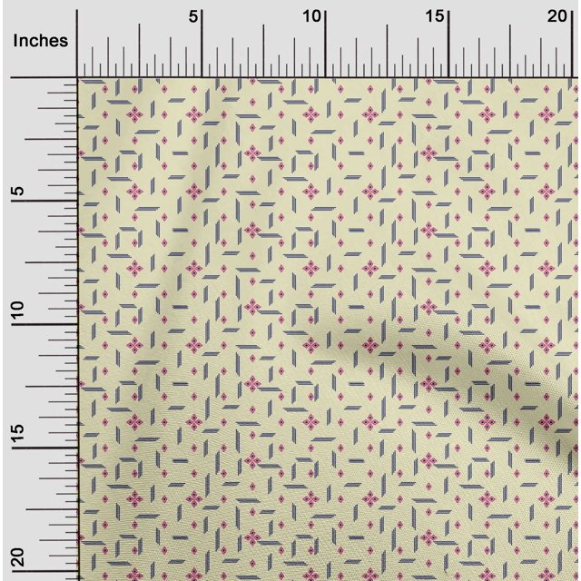 oneOone Organic Cotton Poplin Twill Fabric Line & Diamond Geometric Print Fabric BTY 42 Inches Wide