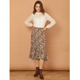 thumbnail image 3 of Unique Bargains Women's Floral Elastic Waist Ruffle High Low Hem Skirts, 3 of 7