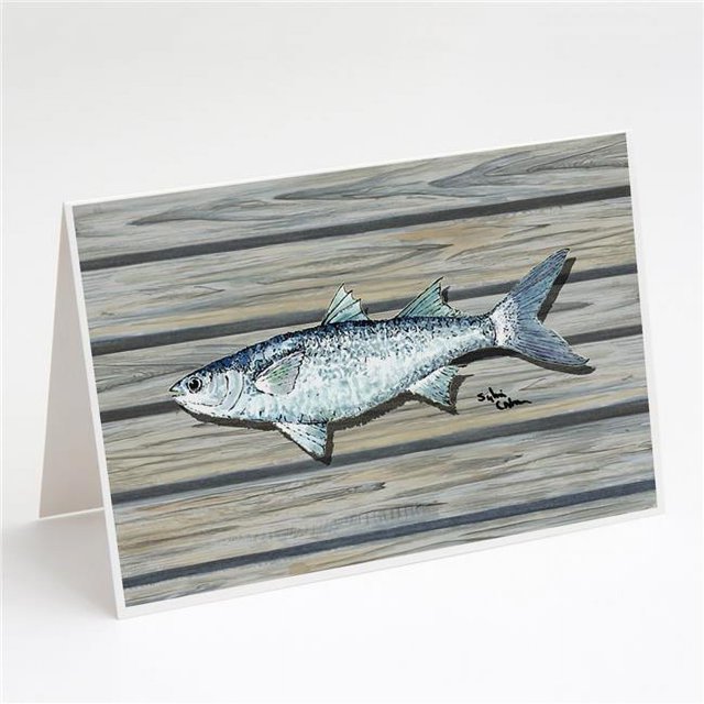 Carolines Treasures 8490GCA7P Cartes de Vœux et Enveloppes Mullet Fish on Pier - Lot de 8