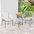 thumbnail image 1 of Costway 3 PCS Patio Acapulco Furniture Bistro Set Plastic Rope Glass Table White, 1 of 10