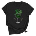 thumbnail image 1 of Dealovy T-Shirts de la Saint-Patrick pour Femmes Manches Courtes Col Rond Ample Graphique Trèfle Décontracté, 1 of 2