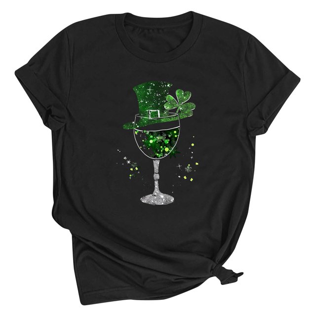 Dealovy T-Shirts de la Saint-Patrick pour Femmes Manches Courtes Col Rond Ample Graphique Trèfle Décontracté