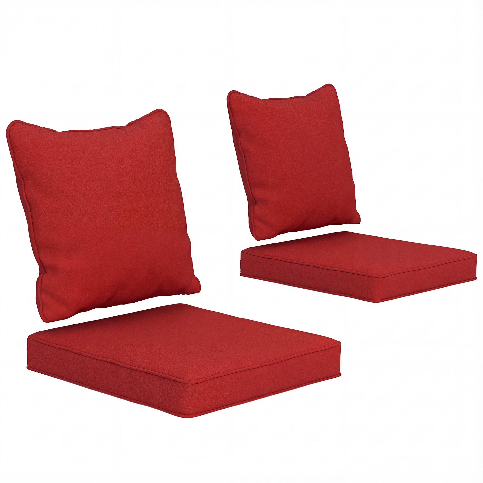 Outsunny Coussins de Chaise d'Extérieur avec Dossier pour Jardin et Terrasse, Rouge Vin