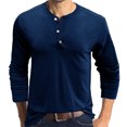 thumbnail image 2 of CEHVOM Men Long-Sleeve Beefy Muscle Basic Solid Pure Color Blouse Tee Shirt Top, 2 of 4