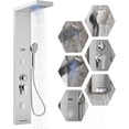 thumbnail image 1 of Eastvita Senfot 5-in - 1 LED Rainfall Stainless Steel Wall - Mounted Shower Panel Tower System with 3-Function Handheld Shower 2 Body Spray Temperature Display Steel Brushed, 1 of 6