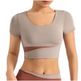 thumbnail image 1 of Timegard Hauts de Yoga pour Femmes Col Rond Manches Courtes Ajusté Confortable Court Extensible Entraînement Gym T-Shirts, 1 of 4