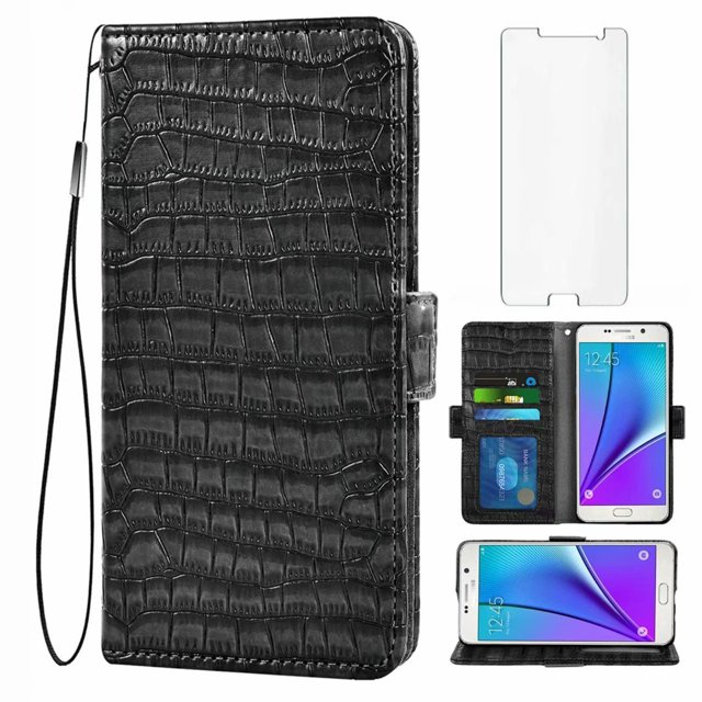 Étui de Téléphone Mobile pour Samsung Galaxy Note 5, Étui de Téléphone Mobile pour Samsung Galaxy Note 5, Étui à Rabat, Noir