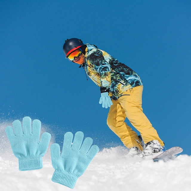 Meitianfacai Winter Warm Solid Color Knitted Kids Gloves Split Finger Gloves