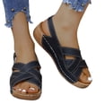 thumbnail image 4 of KIHOUT Summer Womens Sandals, Ladies New Summer Plus-size Solid Color Wedge Fish Mouth Platform Sandals, 4 of 9