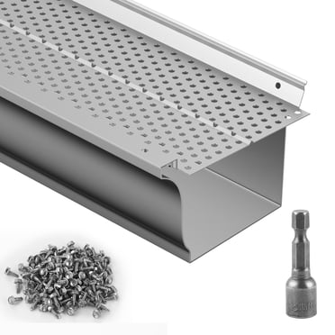 VEVOR Gutter Guard, 5 inch Width, Aluminum Leaf Filter DIY Gutter Cover, 13 PCS 52 ft Total Length, 0.157'' Hole Diameter & 0.02'' Thick Raptor Gutter Guards Fits Any Roof or Gutter Type