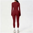 thumbnail image 4 of WRKEKC 2 Piece Sets for Women Solid Color Long Sleeve Round Neck Fitted Yoga Set with Stretchy Pants for Workout and Exercise, 4 of 4