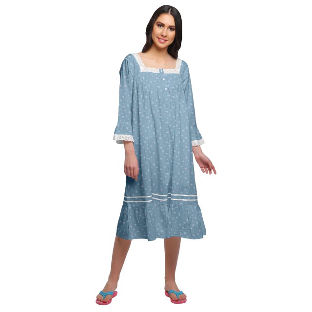 Moomaya Chemise de Nuit Évasée en Coton pour Femmes