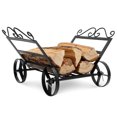 thumbnail image 1 of Costway Firewood Rack Decorative Rustproof Steel Fireplace Log Holder w/ Wheels, 1 of 10