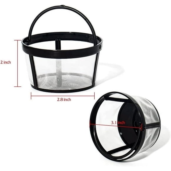 Filtres à Café Réutilisables de Remplacement 2 Paquets pour Mr. Coffee Cafetières à Filtre 4-5 Tasses - Maille en Nylon avec Poignée