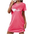 thumbnail image 1 of Cameland Chemises de Nuit Été pour Femmes Manches Courtes Chemise de Nuit Simple Amour Chemise de Nuit Quotidienne Décontractée Peut Être Portée à l'Extérieur, 1 of 6