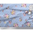 thumbnail image 2 of Soimoi Blue Modal Satin Fabric Leaves,Small Circle & Floral Printed Craft Fabric by The Yard 42 Inch Wide, 2 of 3