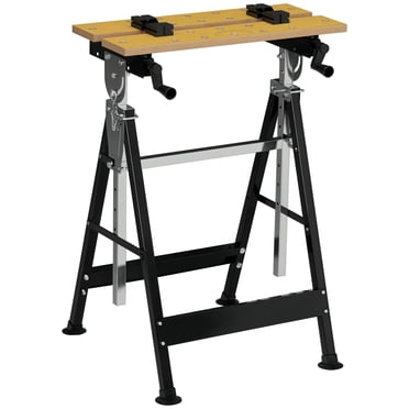 HOMCOM Workbench Wood Cutting Sawhorse With Movable Pegs