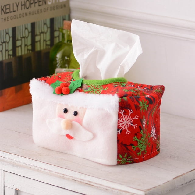 Fridja Christmas Home Decor Christmas Decoration Tissue Paper Cover Festive Atmospheres Layout Tissue Paper Storage Cover Red Green Plushes Material