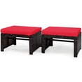 thumbnail image 2 of Costway 2PCS Patio Rattan Ottoman Cushioned Seat Foot Rest Furniture Red, 2 of 10