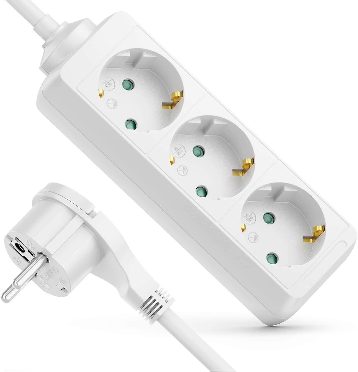 Reliable Surge Protector Power Strip For Wide Application Scenarios, 3 Ac Outlets, White Extension Cord 3M, Led Indicator Lights Confirm Optimal
