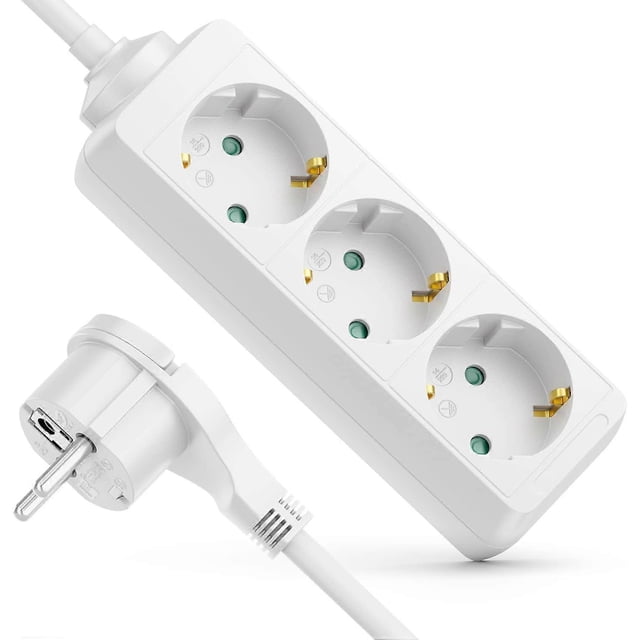 Reliable Surge Protector Power Strip For Wide Application Scenarios, 3 Ac Outlets, White Extension Cord 3M, Led Indicator Lights Confirm Optimal