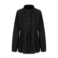 thumbnail image 4 of AherBiu Jackets for Women Button down Long Sleeve Ruched Patchwork Shirts Casual Loose Flowy Fall Outerwear, 4 of 7