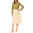 thumbnail image 2 of INSPIRE CHIC Women‘s Chroect Lace See Through Floral Color Block Blouse Grey Yellow S, 2 of 5