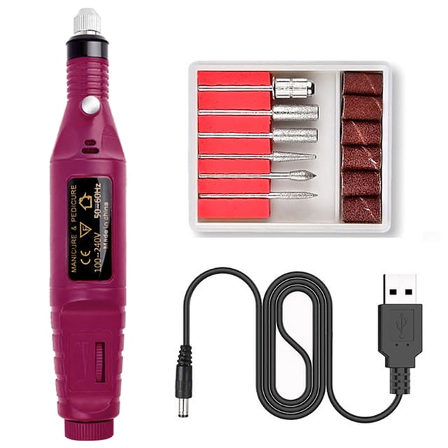 Electric Nail Drill Professional Manicure Pedicure Tool with 6PCS Nail Drill Bit