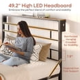 thumbnail image 2 of Bestier King Size Bed Frame with 49.2" High LED Storage Headboard Shelf, Metal Platform Bed, Black, 2 of 8