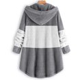thumbnail image 4 of Plus Size Plush Fleece  Outerwear Button Up Long Sleeve Thick Warm Winter Hooded Jacket Thermal Sweater Tunics (Small  Black|Button-up), 4 of 4