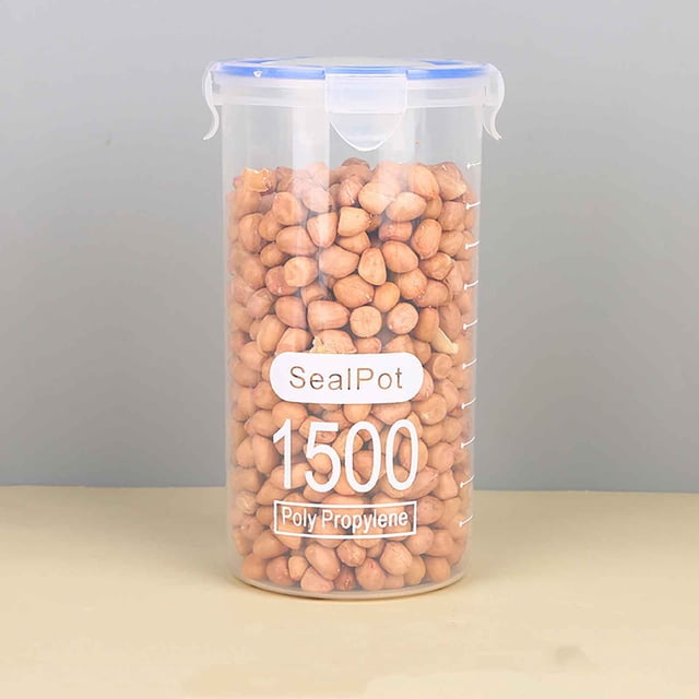 Cagogo under $5 Food Storage Container, Plastic Food Storage Container Sealed Can, Airtight Dry Food Pantry Organizer, Kitchen Snack Grain Storage Jar, Transposable Fridge Freezer Bin