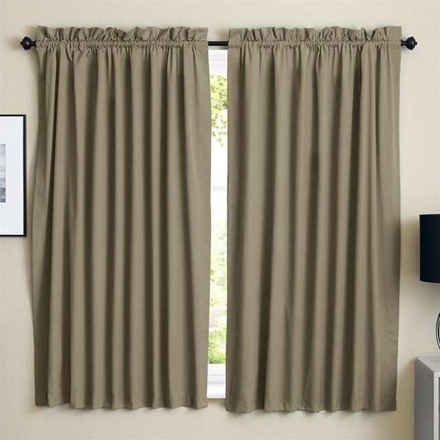 Blazing Needles Twill Drapery Panel (Set of 2), 63" by 52", Toffee
