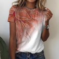 thumbnail image 2 of Hauts Tuniques pour Femmes Coupe Ample Chic Col Rond Manches Courtes Pli Régulier Blouse Imprimée T-shirt Hauts d'Été pour Femmes, 2 of 4