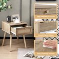 thumbnail image 2 of Gymax Nightstand Bedside End Sofa Table with Rattan Drawer for Bedroom & Living Room, 2 of 9
