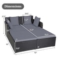 thumbnail image 3 of Costway Lit de Jour en Rotin pour Patio Extérieur avec Coussins et Oreillers, Mobilier de Sofa, 3 of 10