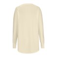thumbnail image 4 of Tuniques à Manches Longues pour Femmes avec Trous pour les Pouces, Couleur Unie, T-Shirts Décontractés Amples, Automne, Tendance, Col Rond, Chandail à Enfiler, Blouses, Beige, M, 4 of 6