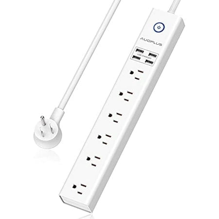 Surge Protector Power Strip with USB Ports, 10ft Extension Cord, 6 Outlets and 4 USB Ports, AUOPLUS Mountable Power Strip Flat Plug with Overload Prot