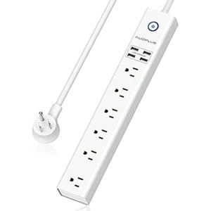Strip de puissance de protecteur de surpression avec USB Ports, 10ft Cord d'extension, 6 Sorties et 4 USB Ports, AUOPLUS Prise plate de la bande de puissance supportable avec prot surcharge