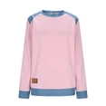 thumbnail image 4 of Nuoqisi Oversized Shirts for Womens Cozy Spring Summer Tops Tunic Collared Denim Polo Patchwork Pullover Long Sleeve Round Neck Sweatshirt, 4 of 9