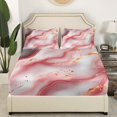 thumbnail image 2 of Pink Watercolour Marble Bed Sheets Full Abstract Art Bedding Set For Teens Girls Adults Colorful Retro Artwork Style Fitted Sheet Stone Pattern Sheets （No Top Sheet）, 2 of 6