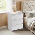 thumbnail image 1 of Yaheetech Modern 3-Drawer Wooden Vertical End Table for Bedroom and Living Room, White, 1 of 7