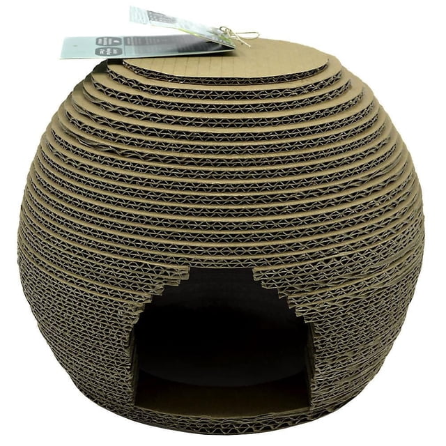 Oxbow Enriched Life Cachette Ruche pour Petits Animaux, Cachette en Dôme pour Petits Animaux en Carton Ondulé Naturel à Couches avec Entrée avant, Favorisant les Comportements de Cachette et de Recherche de Nourriture chez les Petits Animaux.