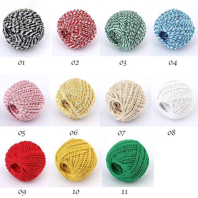 Thread Cotton Sewing Rope Twist Color Sewing Cord DIY Handicraft Woven String Knitting Supplies, Yellow and White