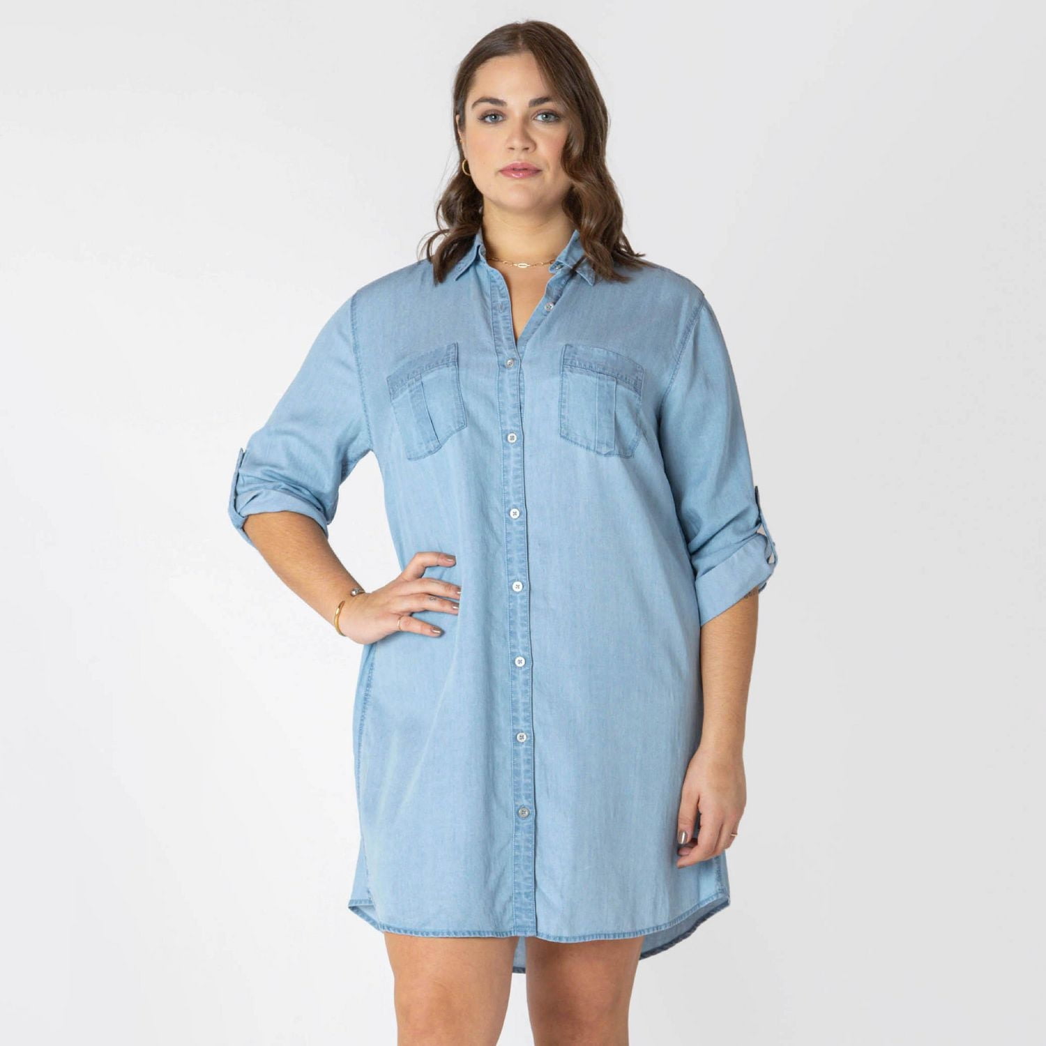 Devoted Women’s Plus size casual collared midi dress