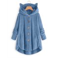 thumbnail image 1 of Veste Mode Femme Mode Chandail à Boutons Col en V Manches Longues Blouse à Capuche Veste Femme en Liquidation, 1 of 1